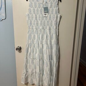 Crown & Ivy White and Light Blue Maxi Dress
